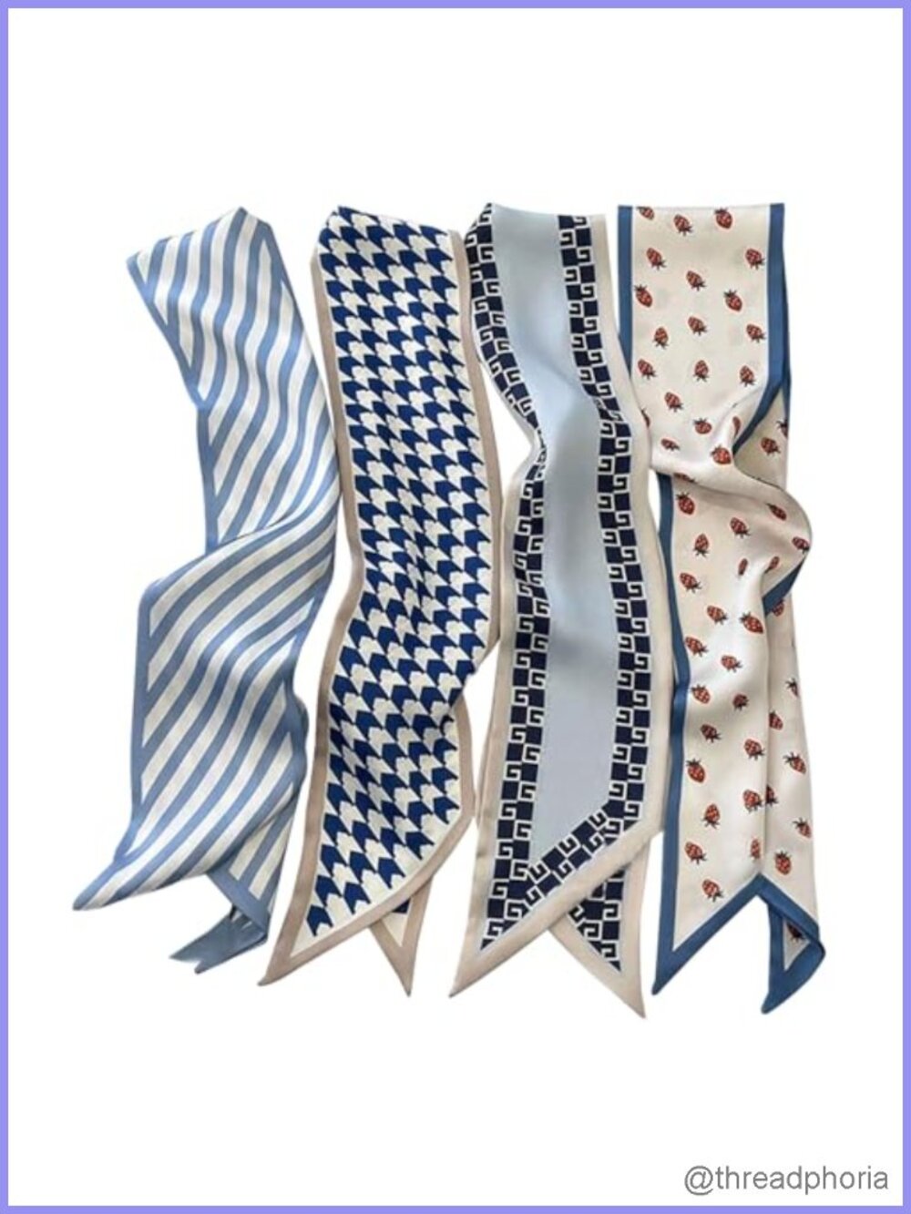 4 Pack Multifunctional Satin Scarves for Women Boho Hair Neck Bag Accessory